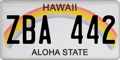 HI license plate ZBA442