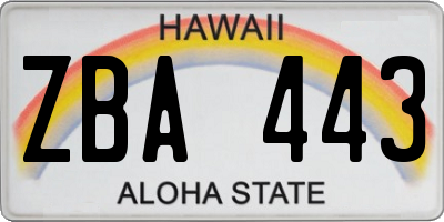HI license plate ZBA443