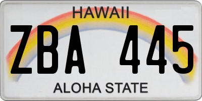 HI license plate ZBA445