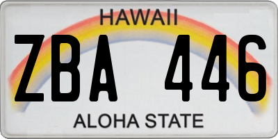 HI license plate ZBA446