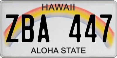 HI license plate ZBA447