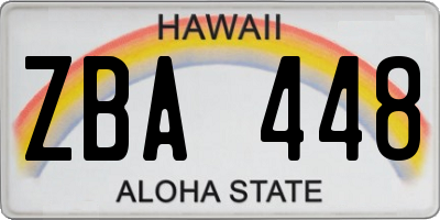 HI license plate ZBA448