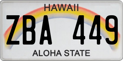 HI license plate ZBA449