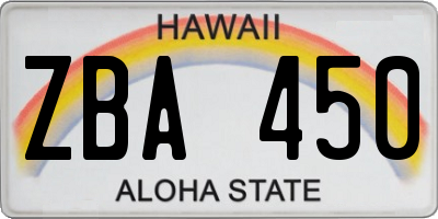 HI license plate ZBA450