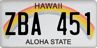 HI license plate ZBA451