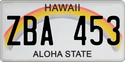 HI license plate ZBA453