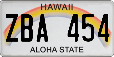 HI license plate ZBA454