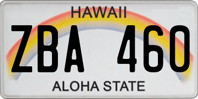 HI license plate ZBA460