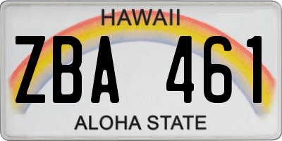 HI license plate ZBA461