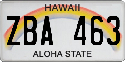 HI license plate ZBA463
