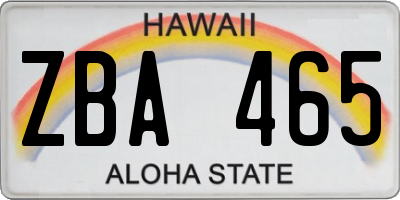 HI license plate ZBA465