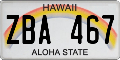 HI license plate ZBA467