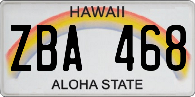 HI license plate ZBA468