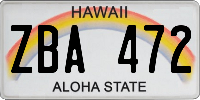 HI license plate ZBA472