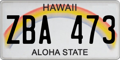 HI license plate ZBA473
