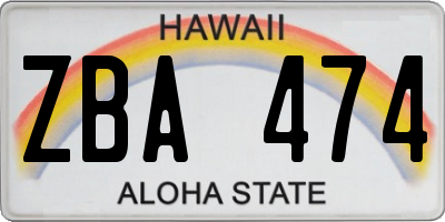 HI license plate ZBA474