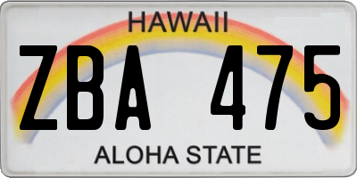 HI license plate ZBA475