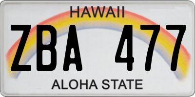 HI license plate ZBA477