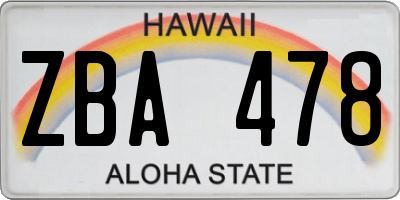HI license plate ZBA478