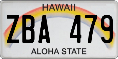 HI license plate ZBA479