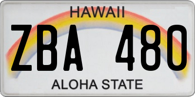 HI license plate ZBA480