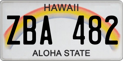 HI license plate ZBA482