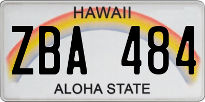 HI license plate ZBA484