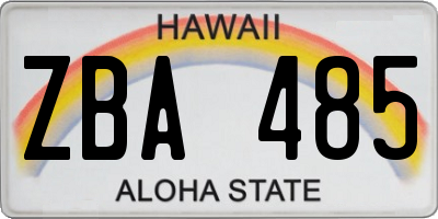 HI license plate ZBA485
