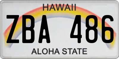 HI license plate ZBA486