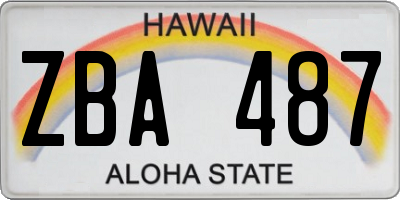 HI license plate ZBA487