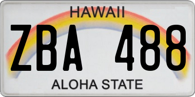 HI license plate ZBA488