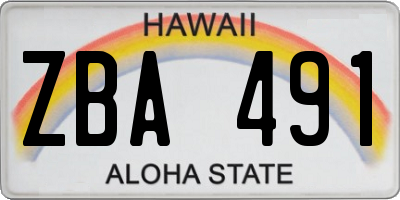 HI license plate ZBA491