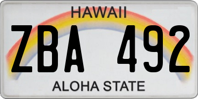 HI license plate ZBA492