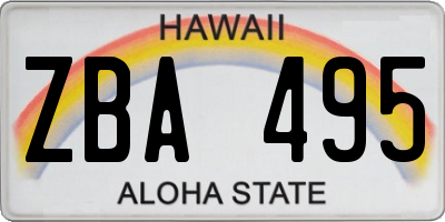 HI license plate ZBA495