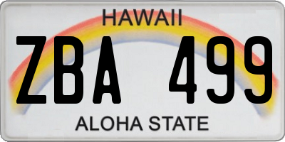 HI license plate ZBA499