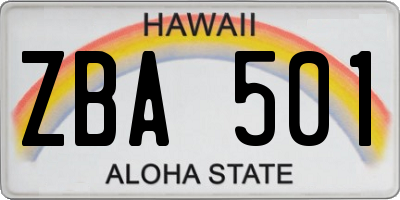HI license plate ZBA501
