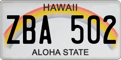 HI license plate ZBA502