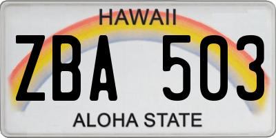 HI license plate ZBA503
