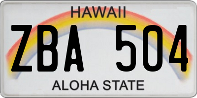 HI license plate ZBA504
