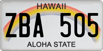 HI license plate ZBA505
