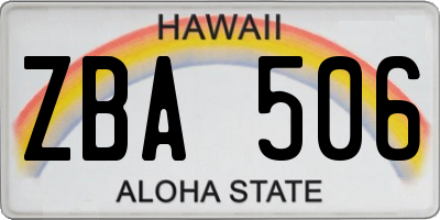 HI license plate ZBA506