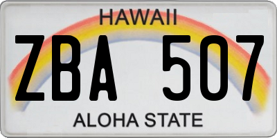 HI license plate ZBA507