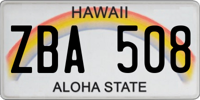 HI license plate ZBA508
