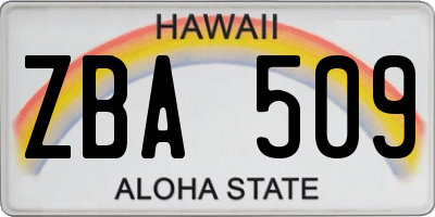 HI license plate ZBA509
