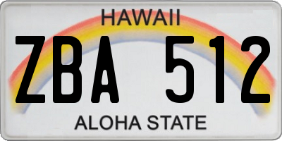 HI license plate ZBA512