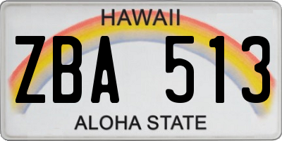 HI license plate ZBA513