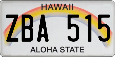 HI license plate ZBA515