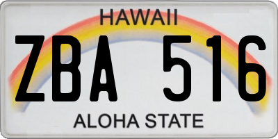 HI license plate ZBA516