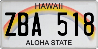 HI license plate ZBA518