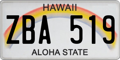 HI license plate ZBA519